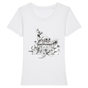 T-shirt Femme Motif N&B – 100% Coton Bio